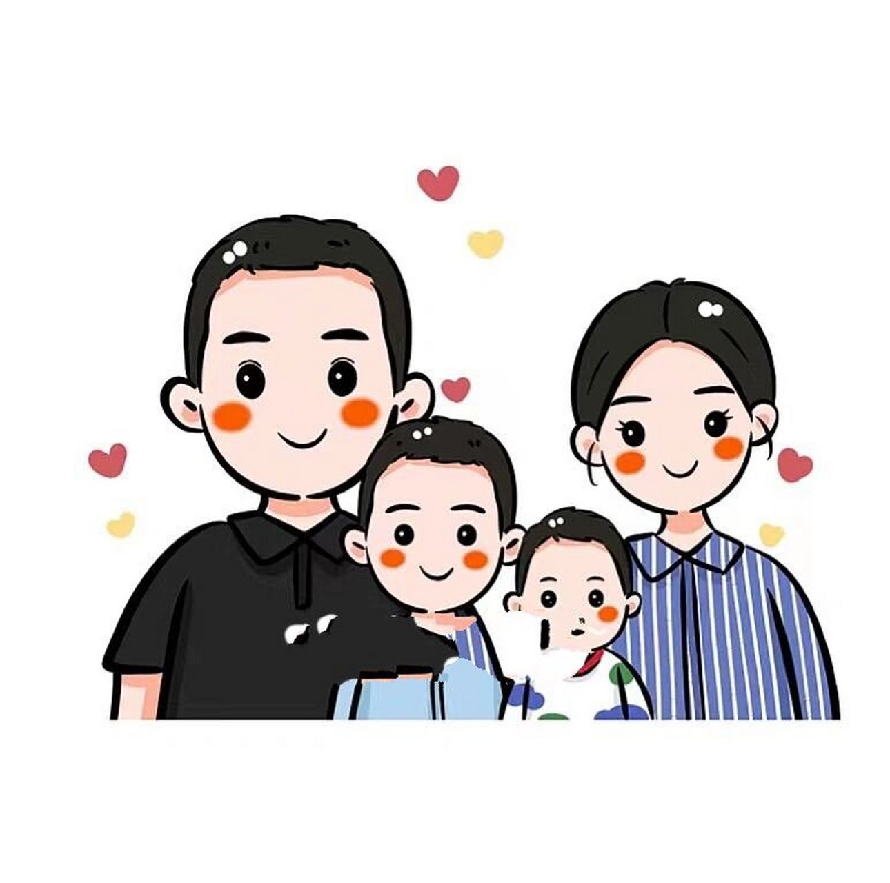 全家福简笔画可爱幸福一家人～好可爱!