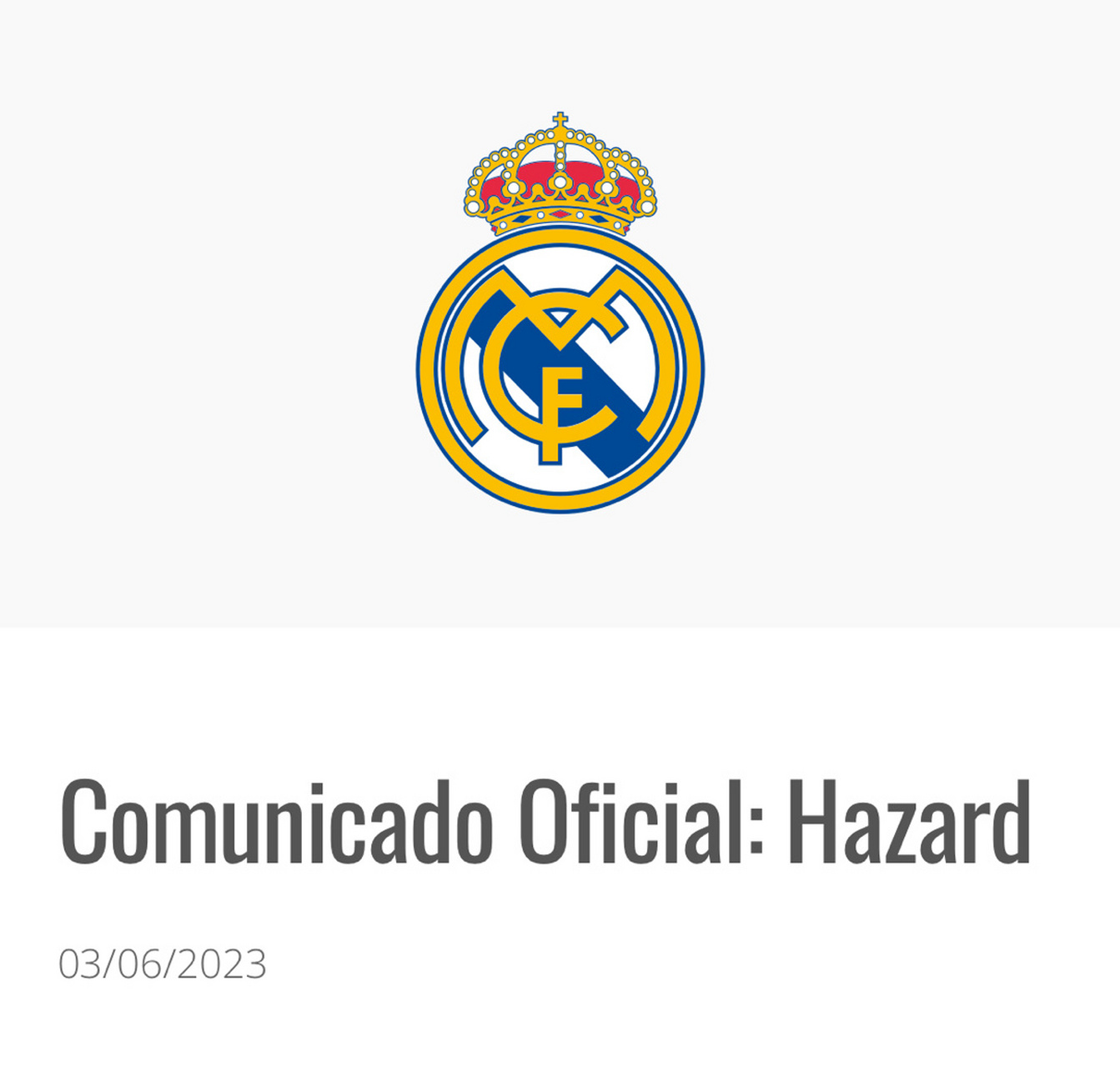 皇马官宣阿扎尔离队!