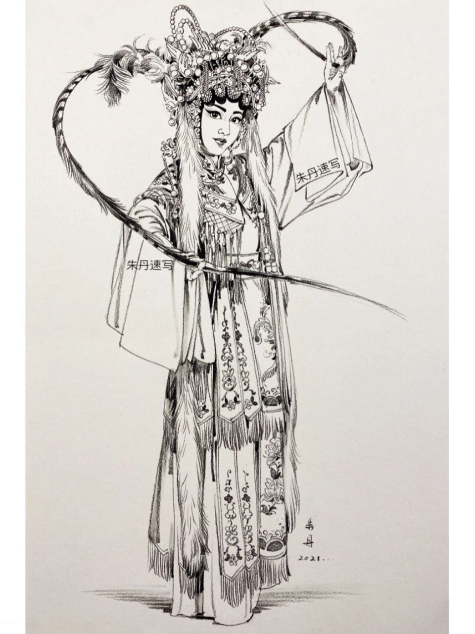 美术生人物速写7815古风戏曲角色 今天又开始动笔