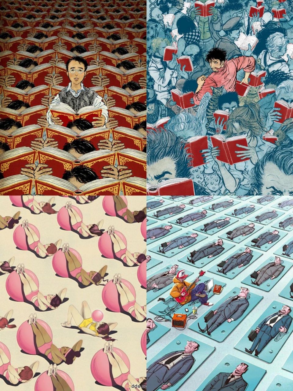 插画构图3|创意构图—特异构成 特异构成:借由画面形态的突变,赋予