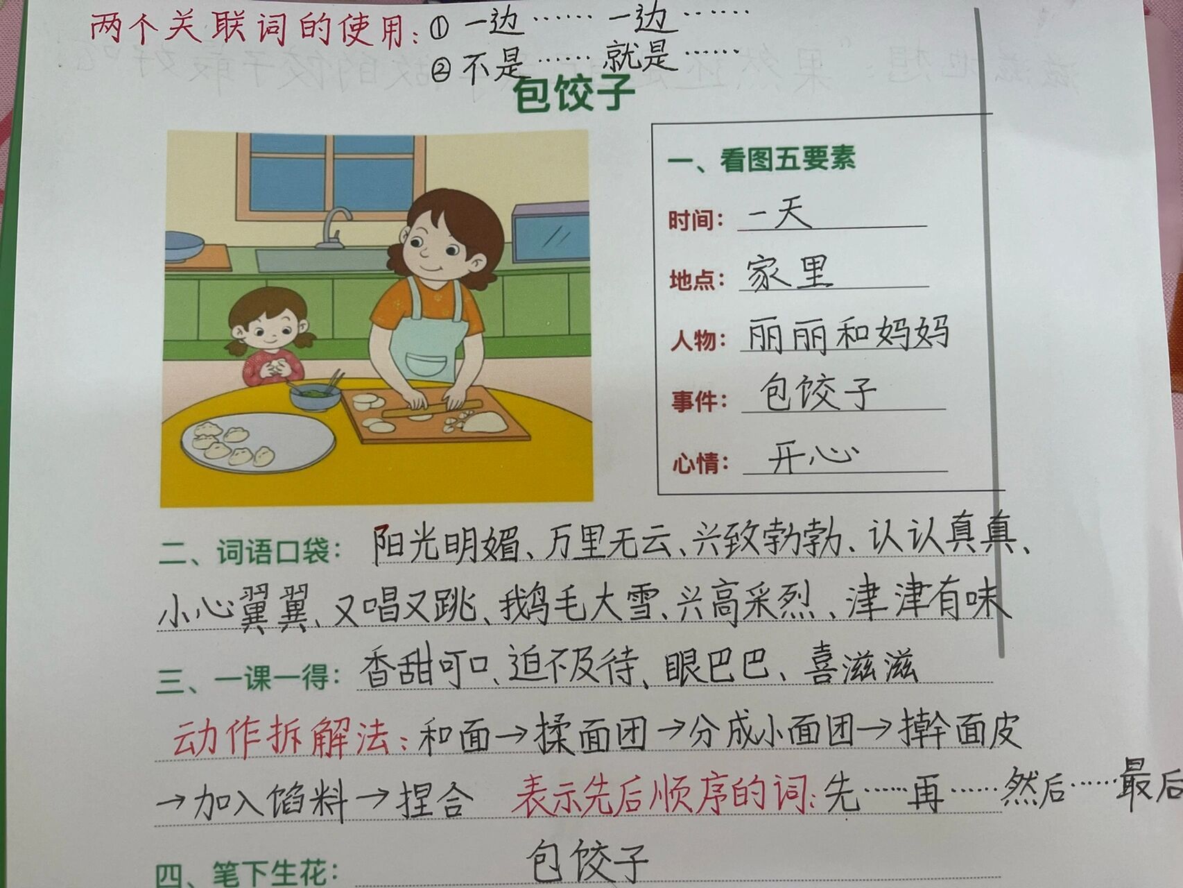 看图写话——《包饺子》 在上完二年级第三单元课文《曹冲称象》后