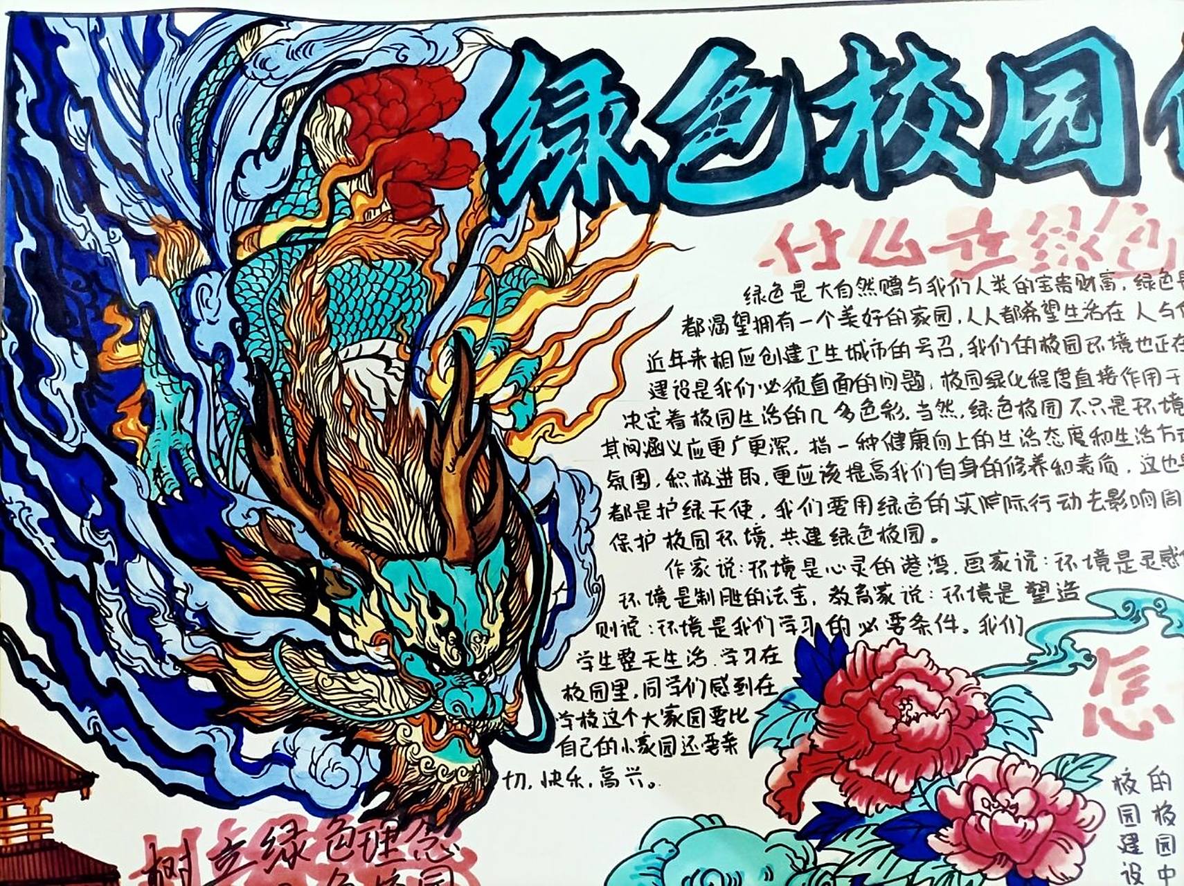 手抄报|绿色环保主题 学校活动一等奖,喜欢的宝子们可以临摹哟