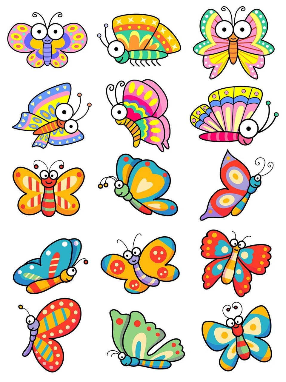 🦋今日给大家分享的是一组可爱卡通手绘蝴蝶简笔画动物免扣素材