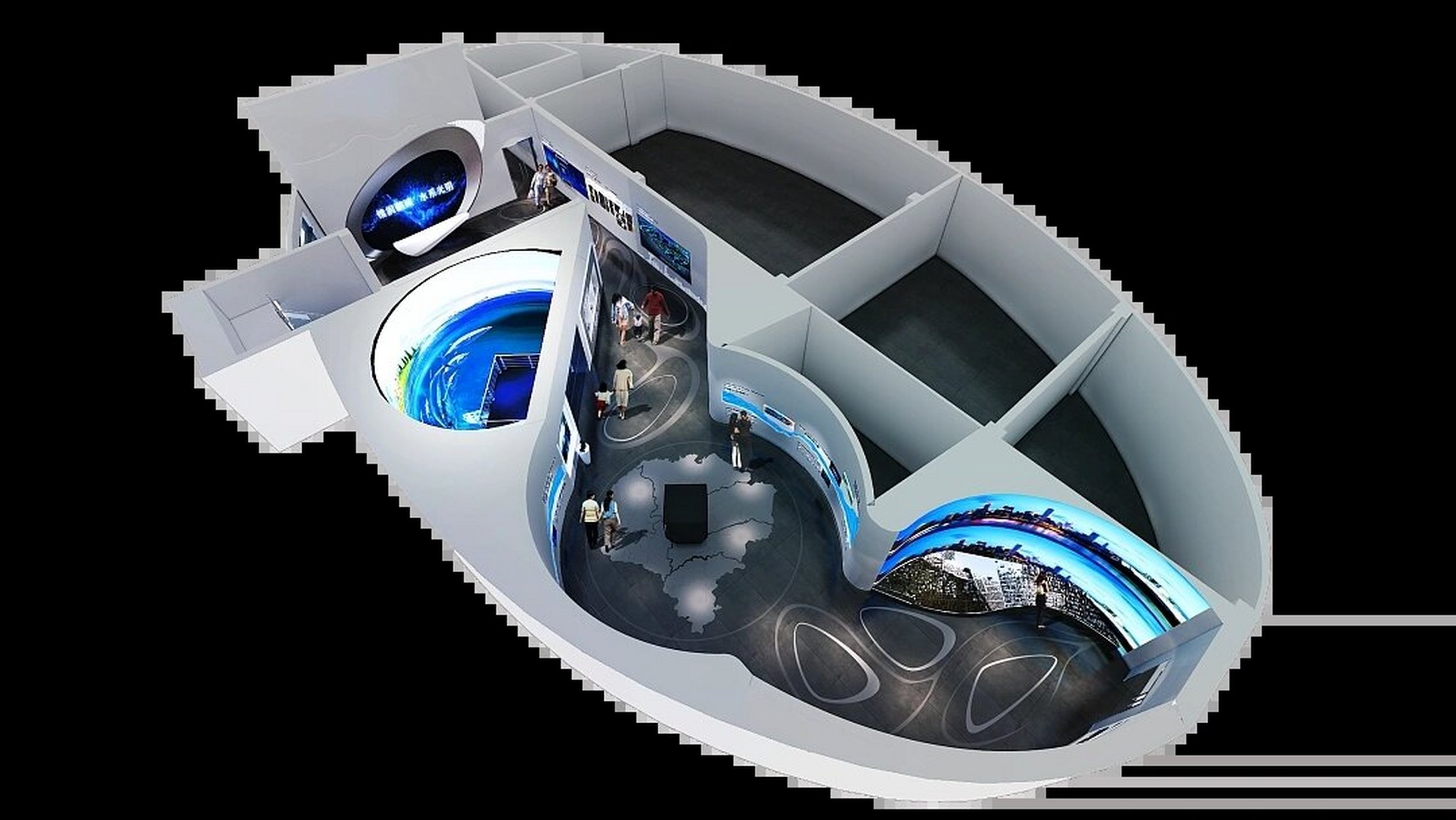 100个展厅鸟瞰图系列 | 第二期:圆弧空间 科技类展厅——圆弧的造型