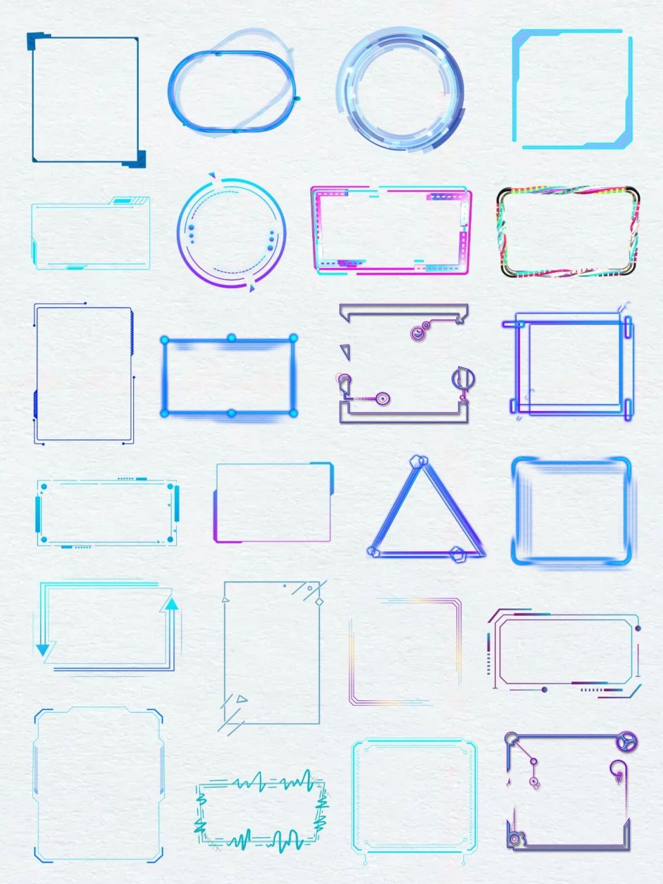 97素材库|科技风边框免抠png手账素材② 78分享一组科技风边框免