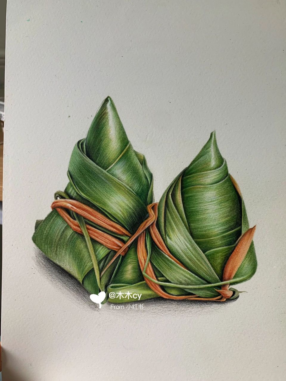 粽子彩铅画 祝大家端午安康呀[庆祝][爱你][爱你]#端午# #端午粽子