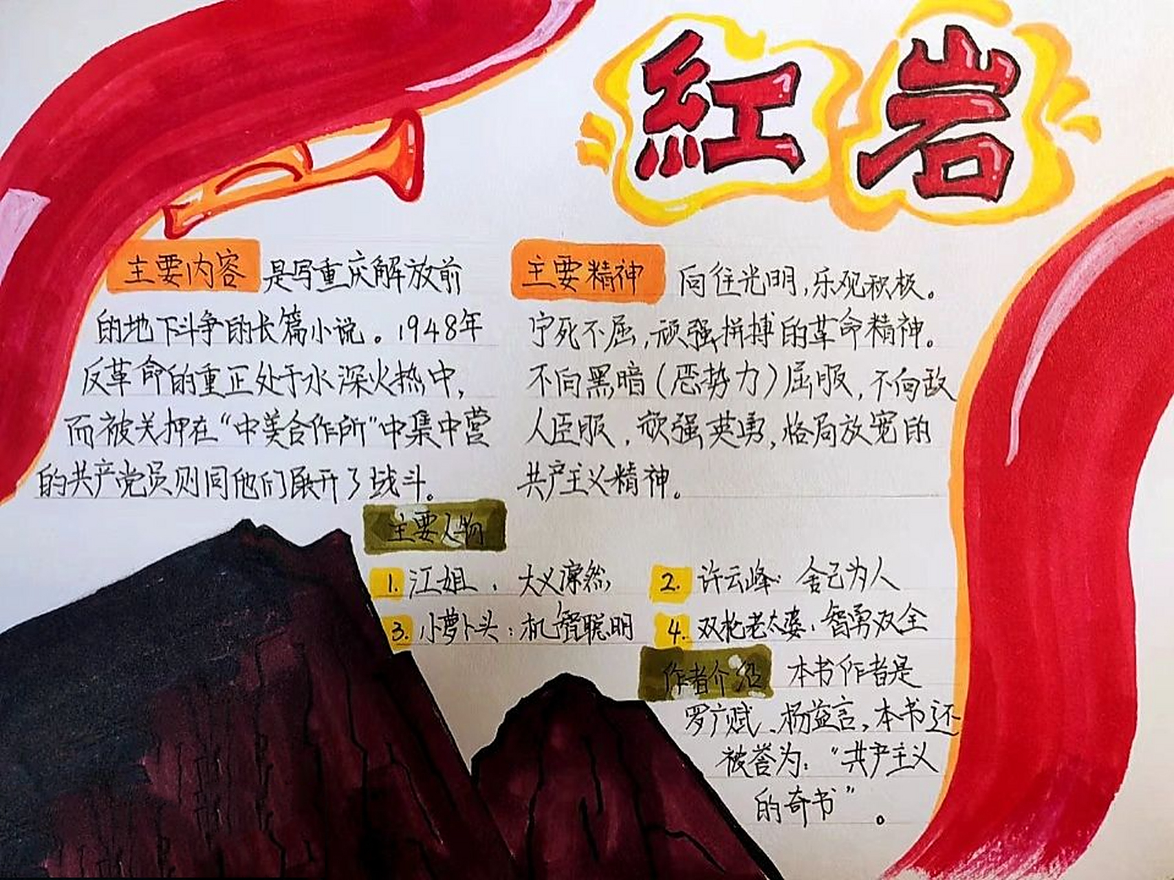 《红岩》读后感手抄报 原创设计 超简单国庆系列 赶个末班车,赶紧扑