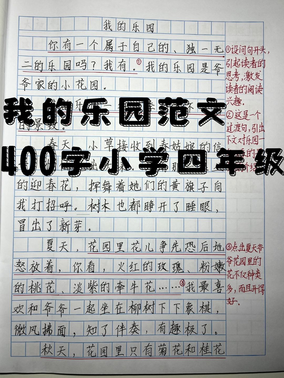 我的乐园范文400字小学四年级 开头部分 开头部分应该简洁地介绍你的