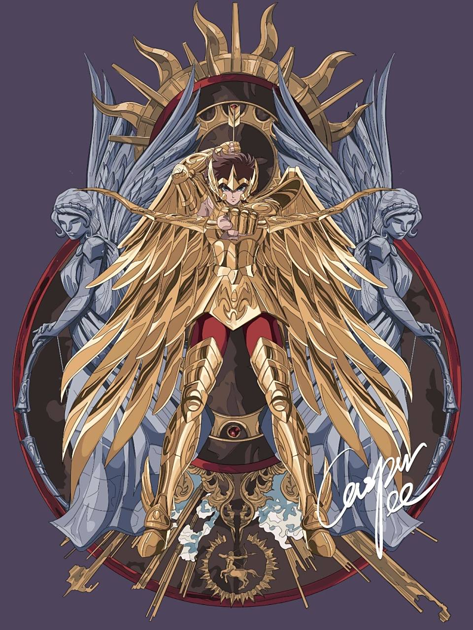 这周继续是图腾绘,圣斗士实黄金十二宫系列的第5幅作品:射手座72