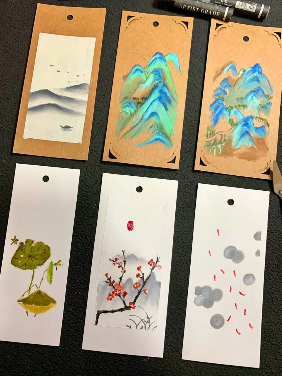 油画棒 | 自制国风书签92 画了几张书签,还是评论区的朋友提醒我