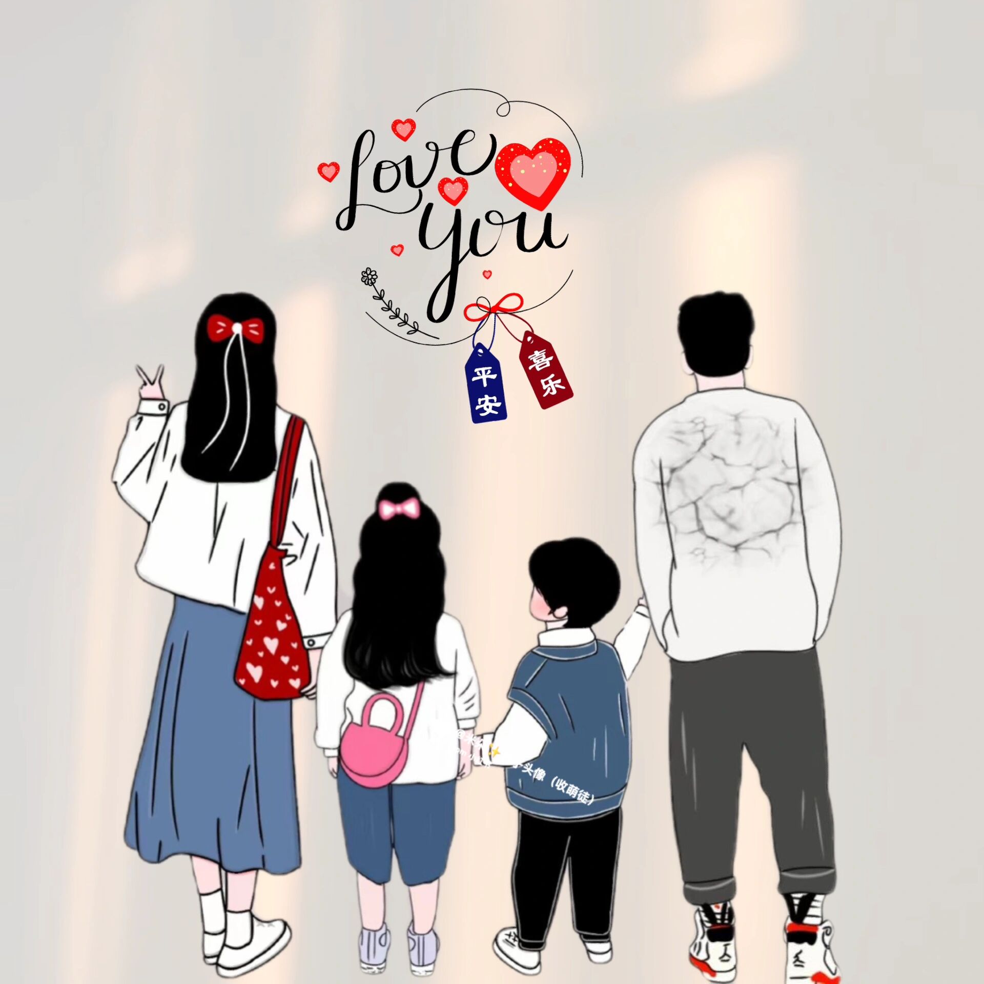 一家四口姐弟头像～你留言我做图