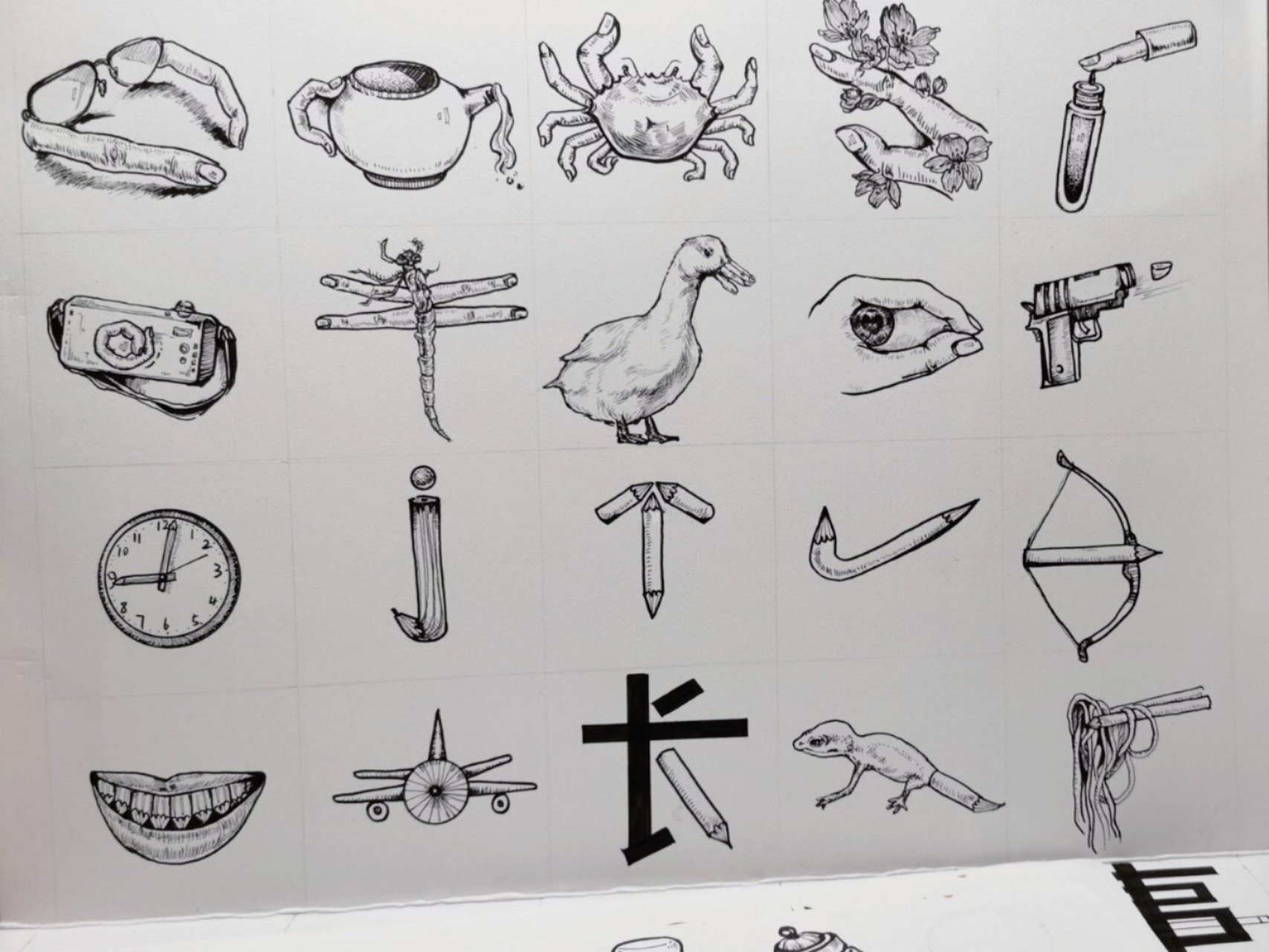 图像元素创意(联想) 手指  铅笔   灯管   刀片