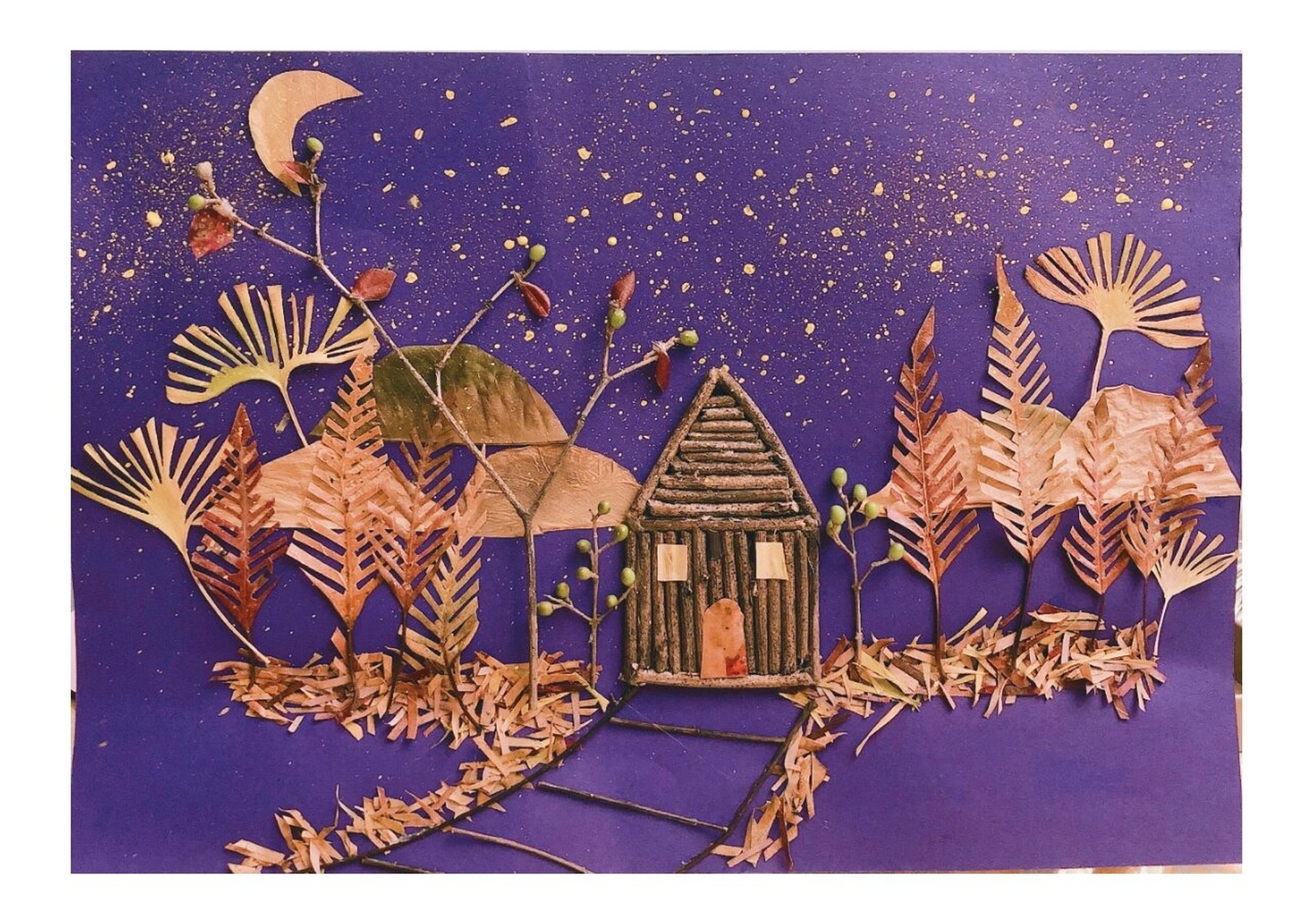 秋天的树叶贴画～幼儿园作业 正庆幸中班以来都没手工作业,这不就来了