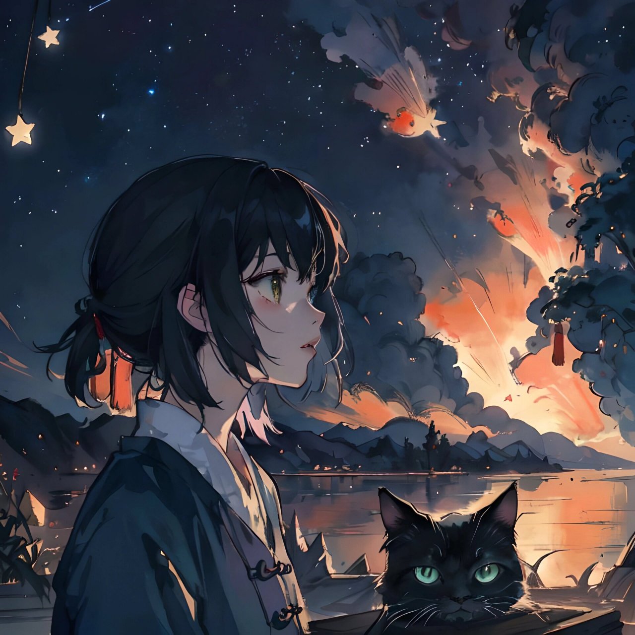 动漫头像| 忧郁女头像 少女与猫 暗彩系 昏暗流光,岁月诉殇 五彩斑斓