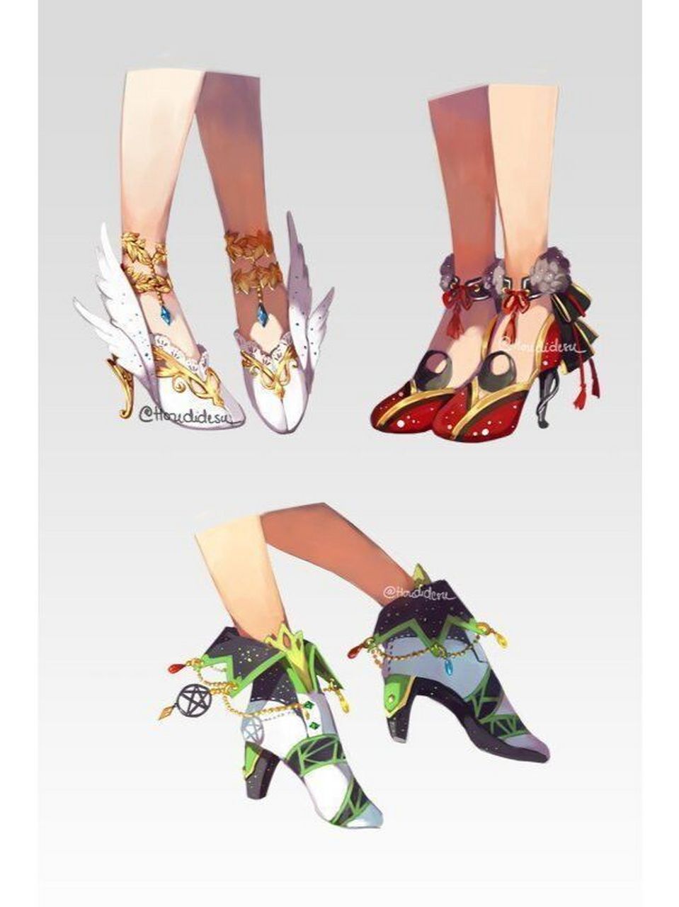 绘画素材丨一组二次元鞋子设计参考 粉丝解锁更多精美插画作品欣赏