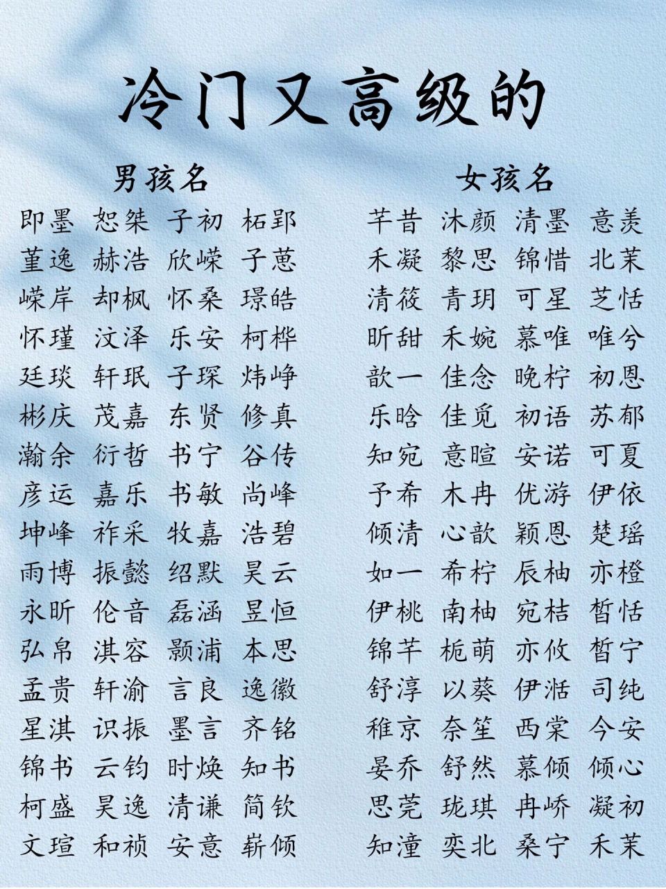 冷门又高级的名字