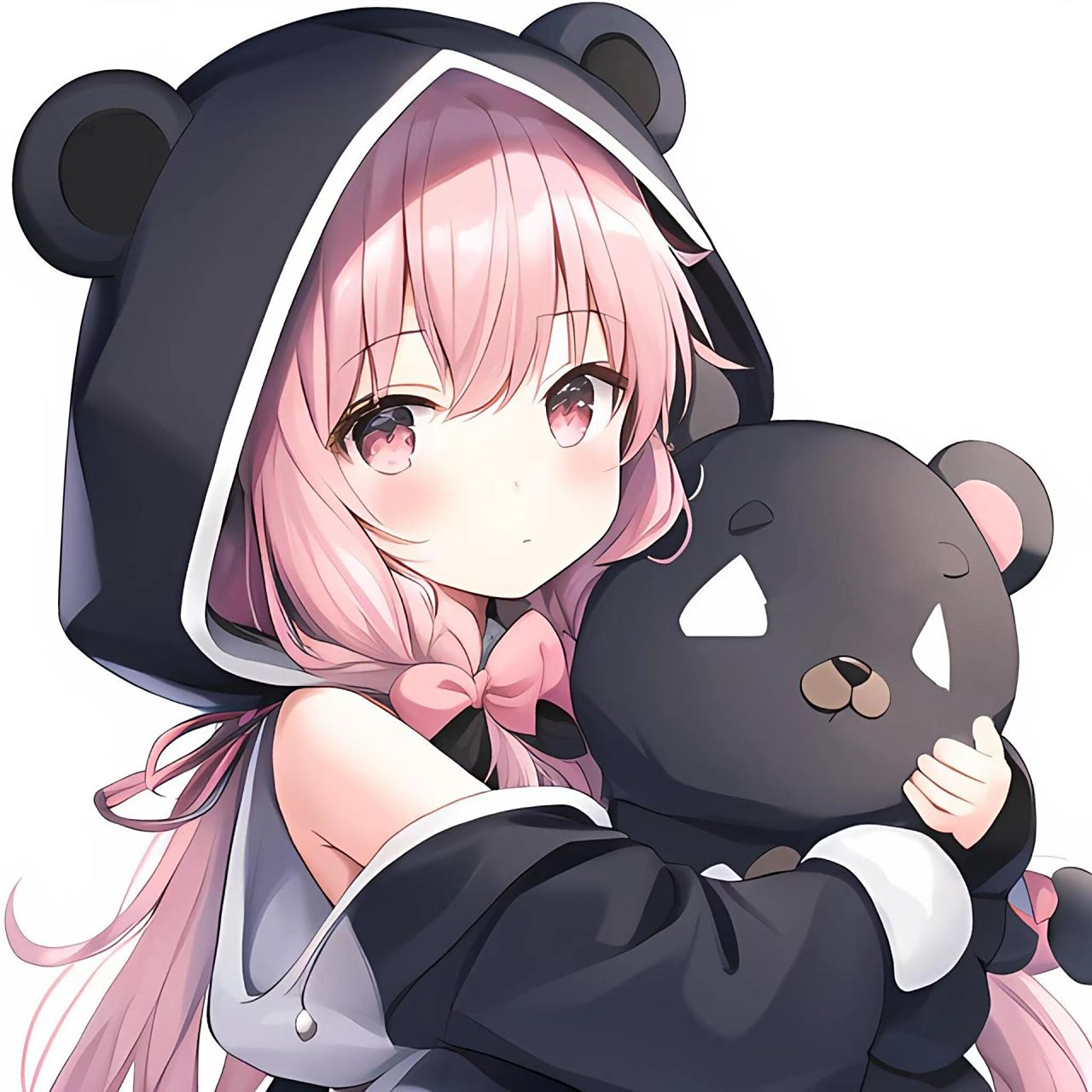 抱熊93的女孩头像,拿熊93的男孩头像