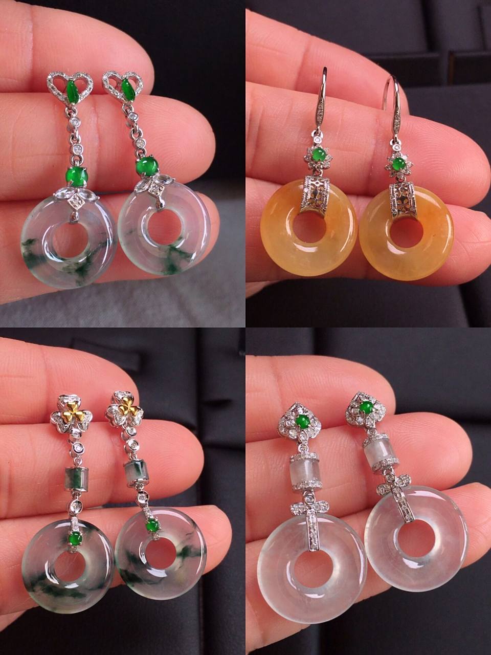 气质翻倍|敲精致的翡翠甜甜圈耳坠 18k金镶嵌 ,仙气十足,款式时尚