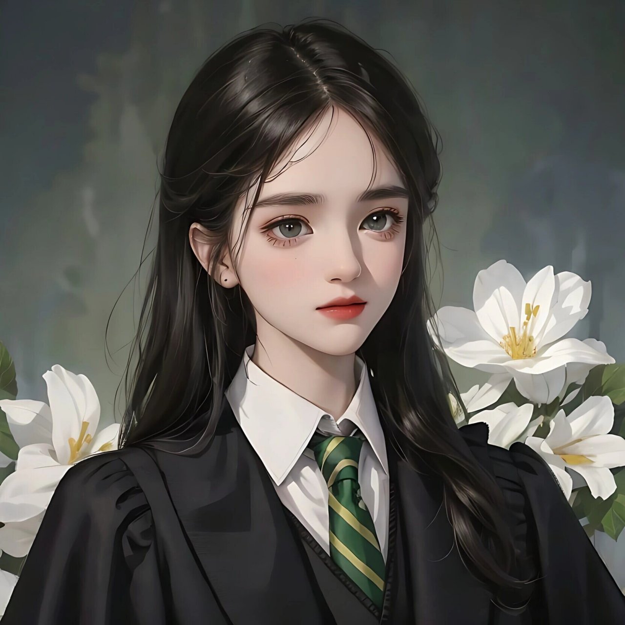 绿色系清冷女生头像61欢迎来到蛇院的后花园 #画画的日常# #女生