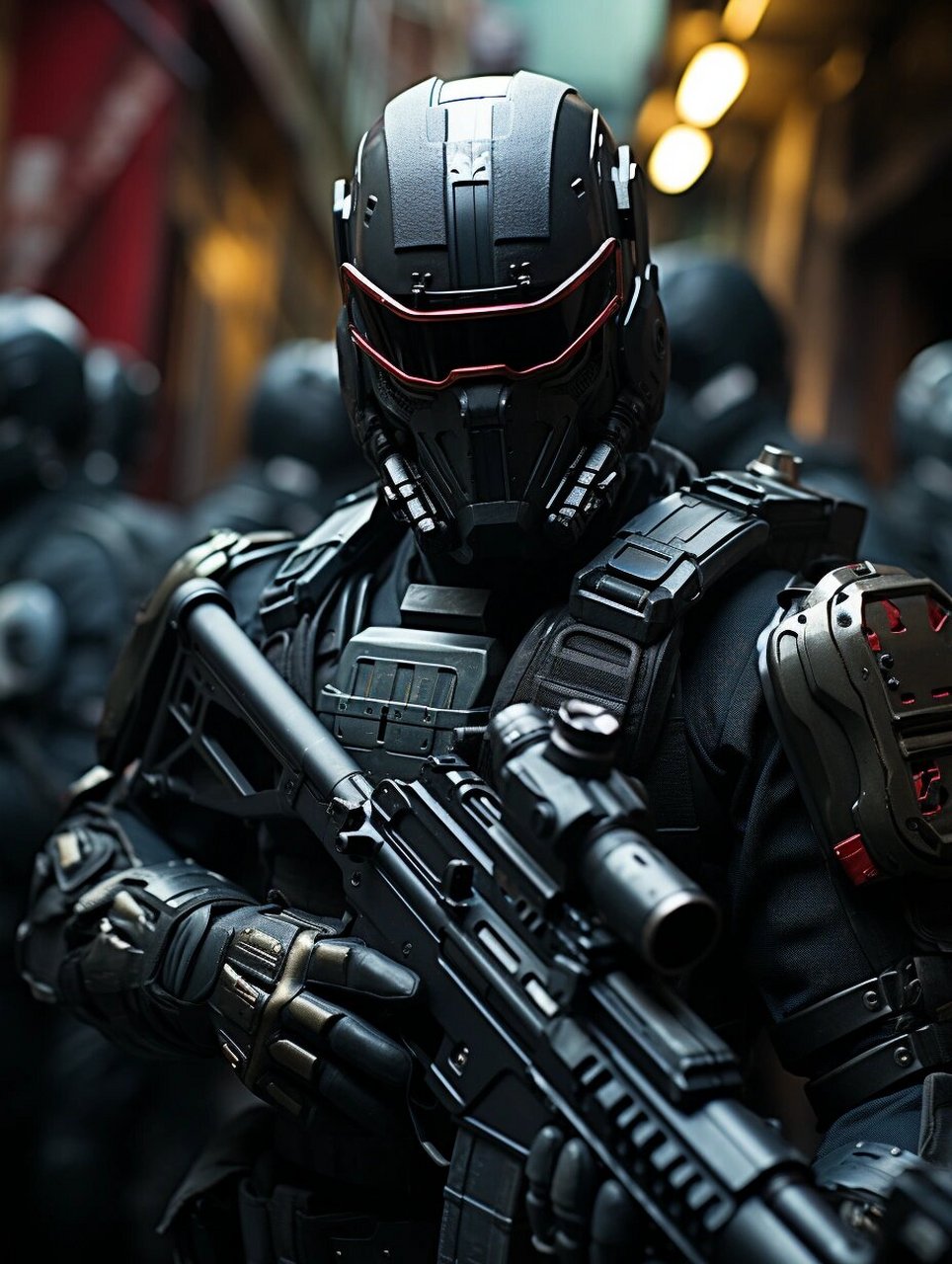 未来主义机械战甲设计|玄甲军|创意 未来主义机械战甲设计. 全身黑色.