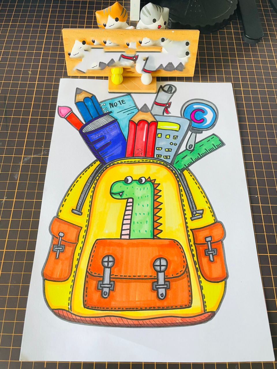 书包🎒(内副线稿图) 🎨今日主题分享 『书包文具套装』 绘画工具