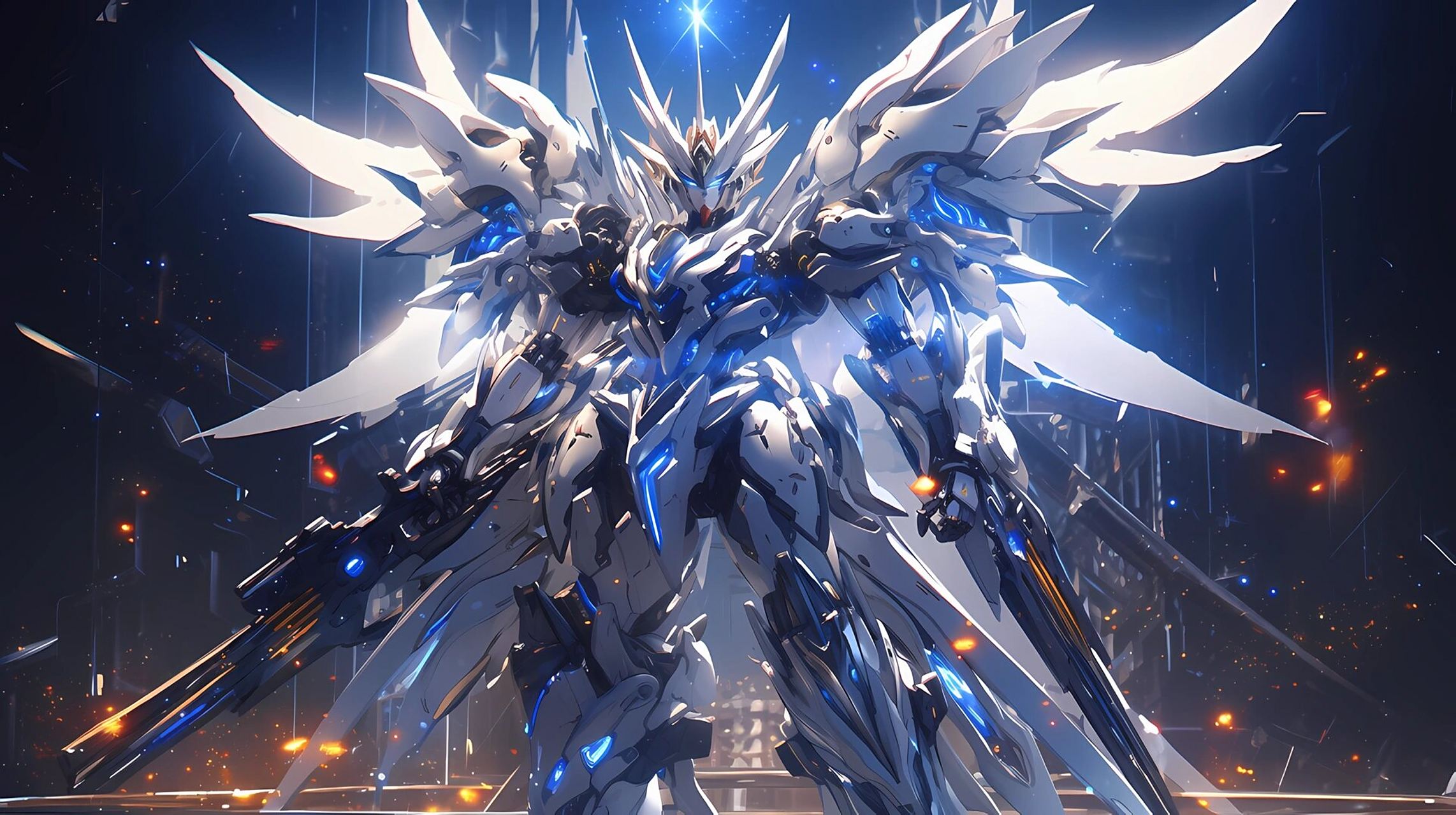 midjourney|白色高达|4k 16:9电脑壁纸 gundam高清 4k ai绘画第七天