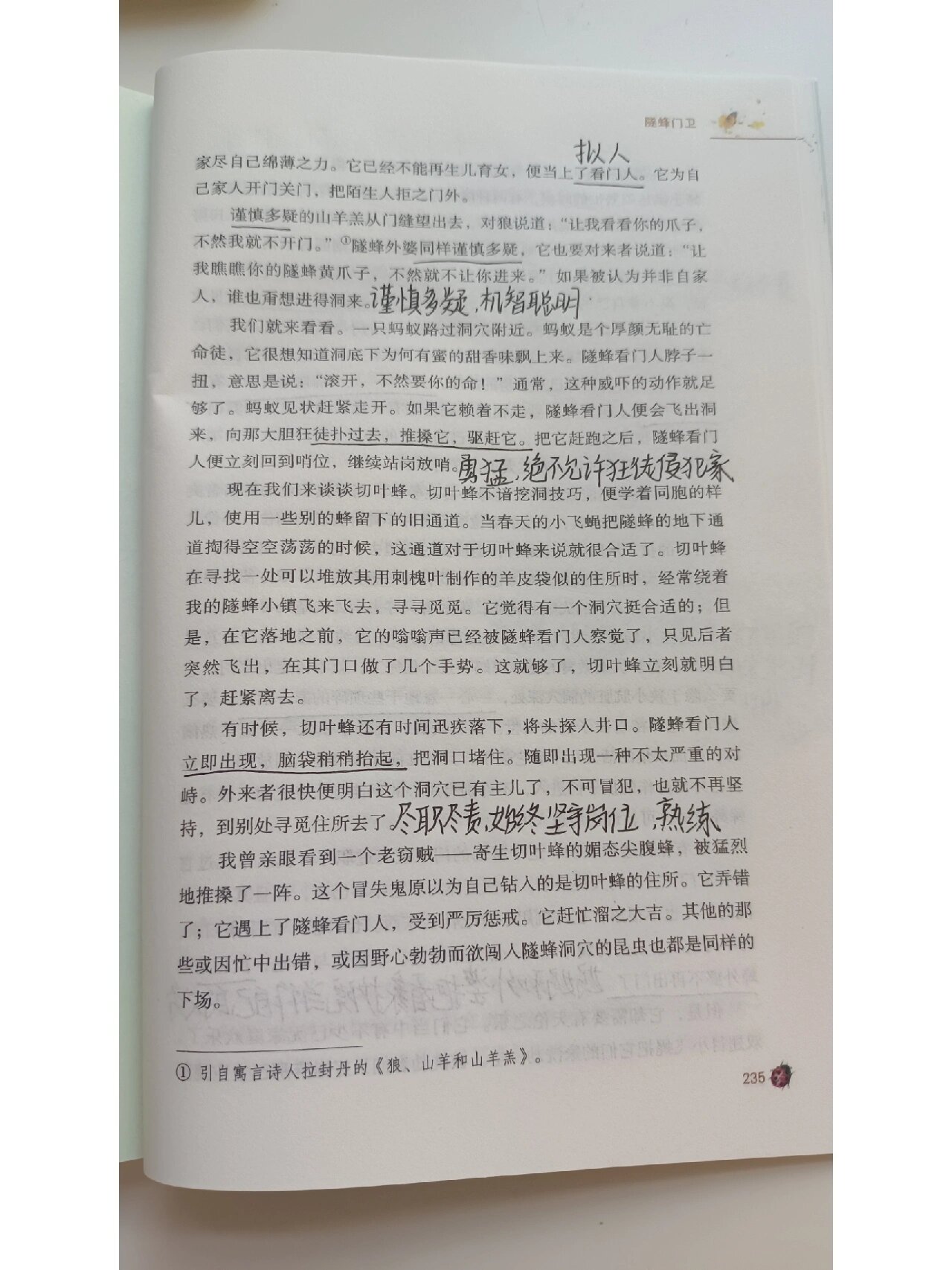 《昆虫记》《隧蜂门卫》批注读书笔记
