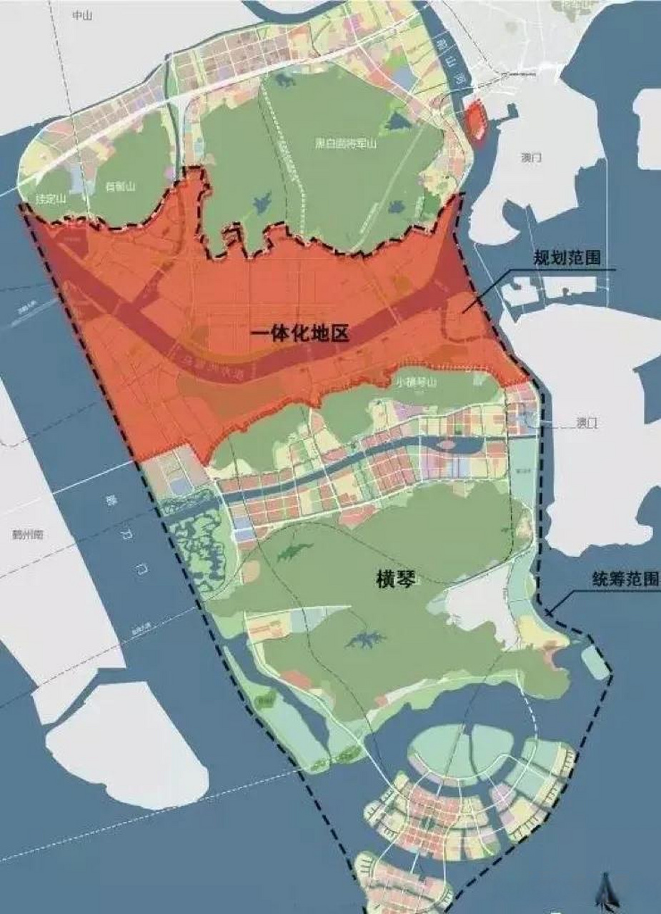 珠海城市新中心规划一体化地区示意图