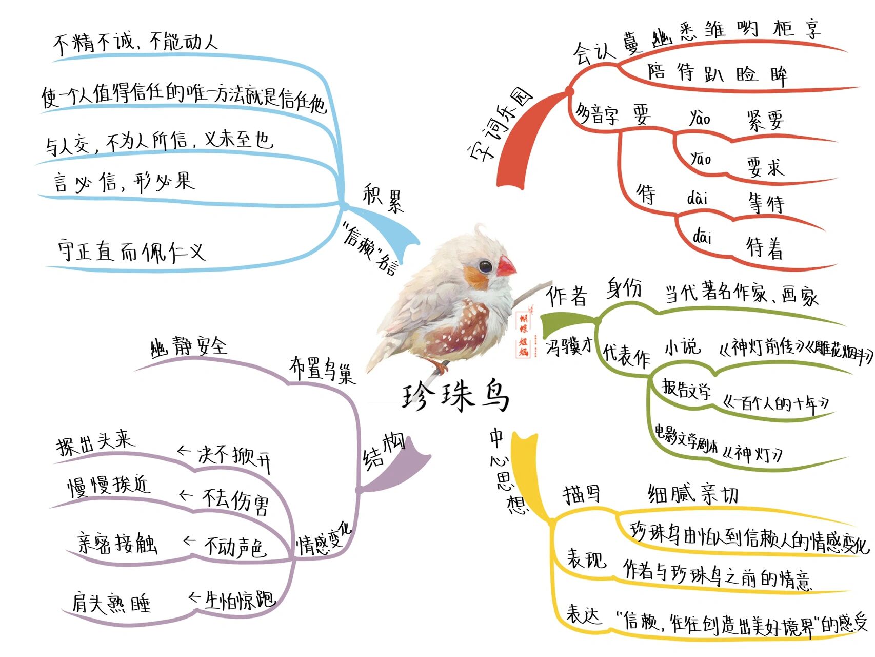 4珍珠鸟课文思维导图图片