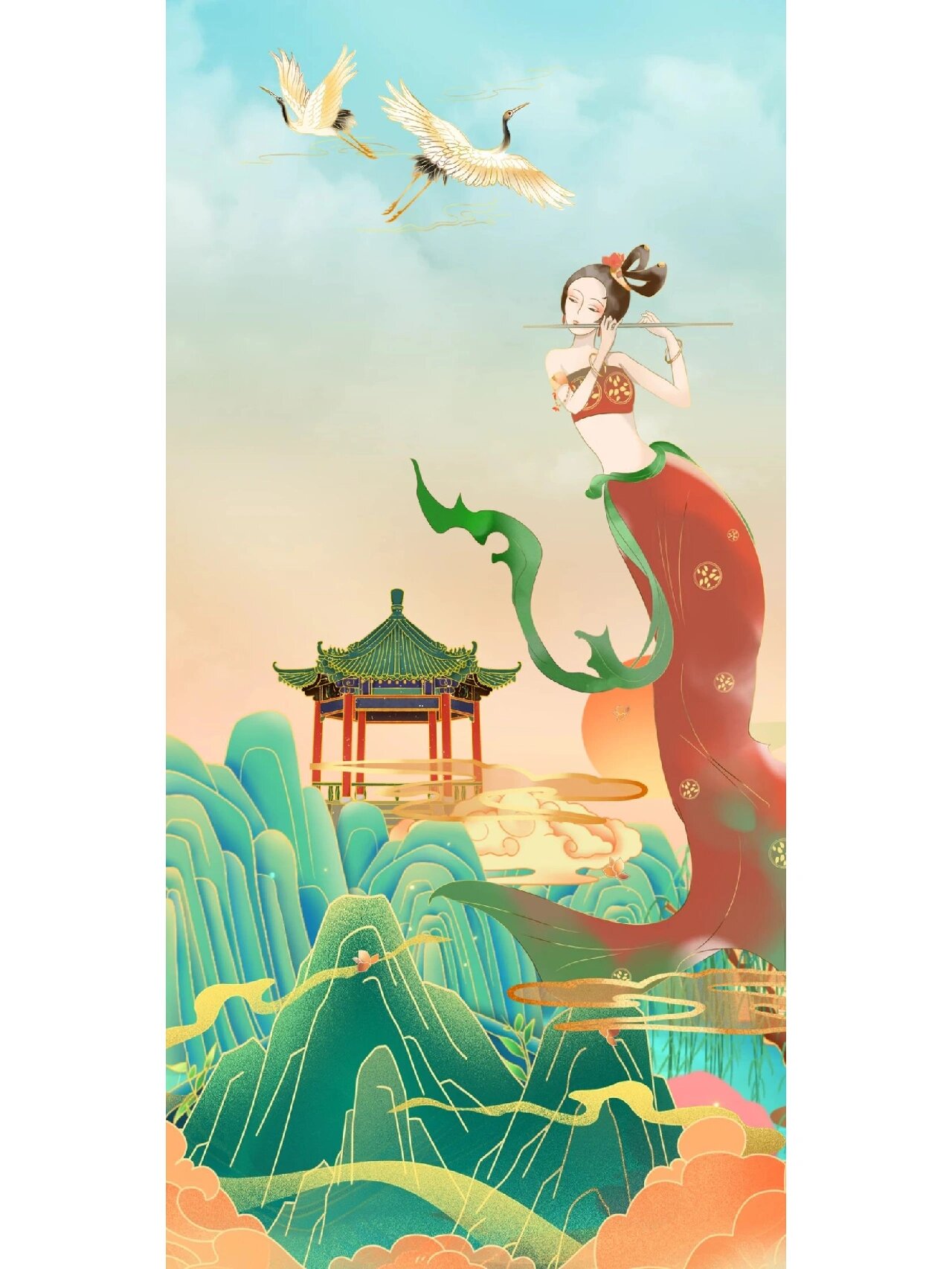 敦煌飞天素材|创意敦煌飞天海报|背景图