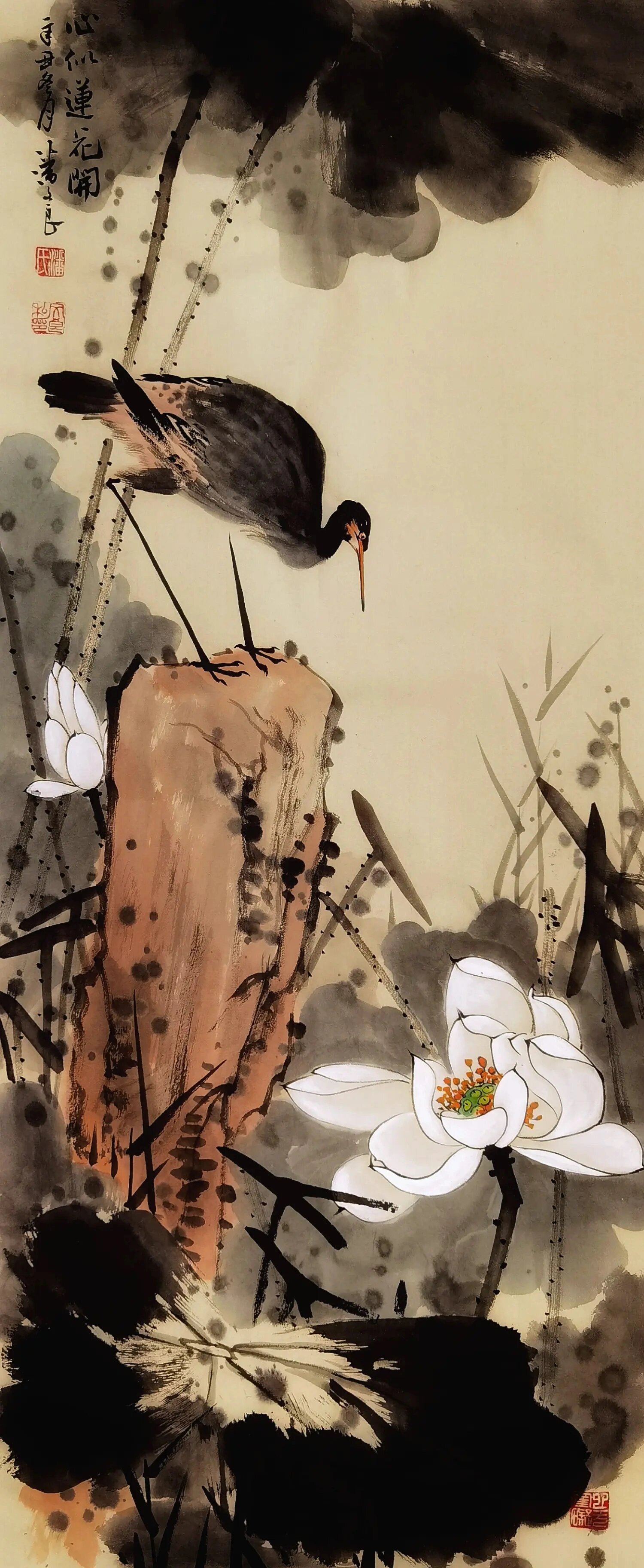 佳作欣赏|国画写意花鸟荷花 给人洒脱,豪放,自由,细致入微的感觉