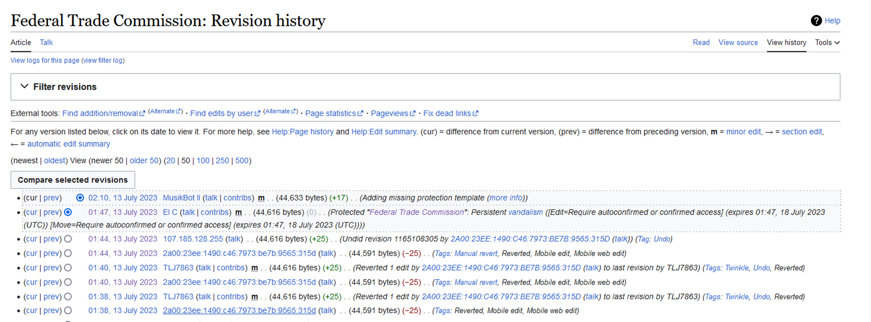 联邦贸易委员会(ftc)的百科页面三度被一位匿名用户改成了playstation