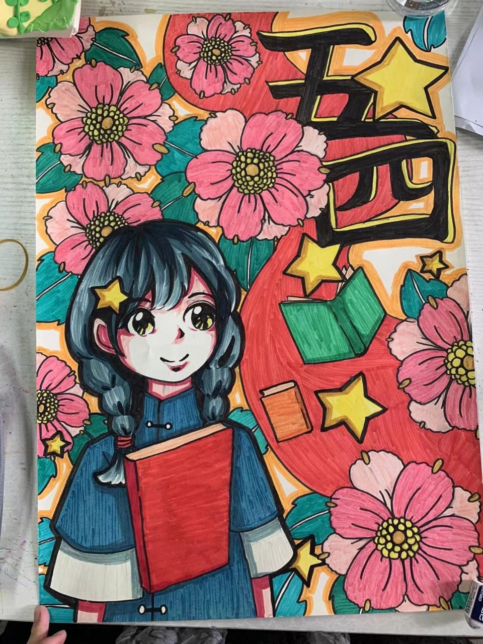 五四青年节简笔画/儿童画 这周的漂亮作业是我舍友打的线稿 太棒了!