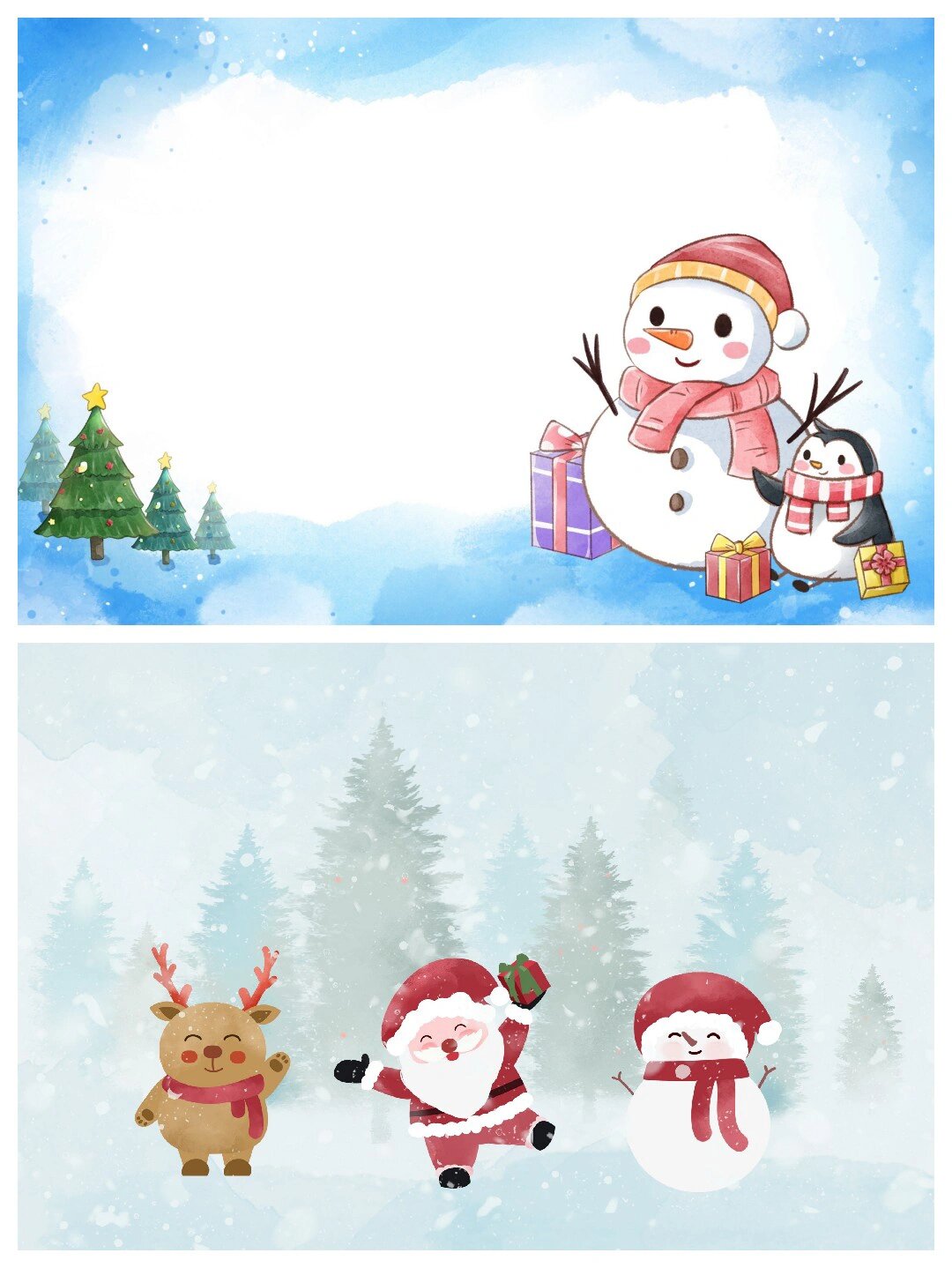 24节气小雪雪人背景插画ppt海报设计素材