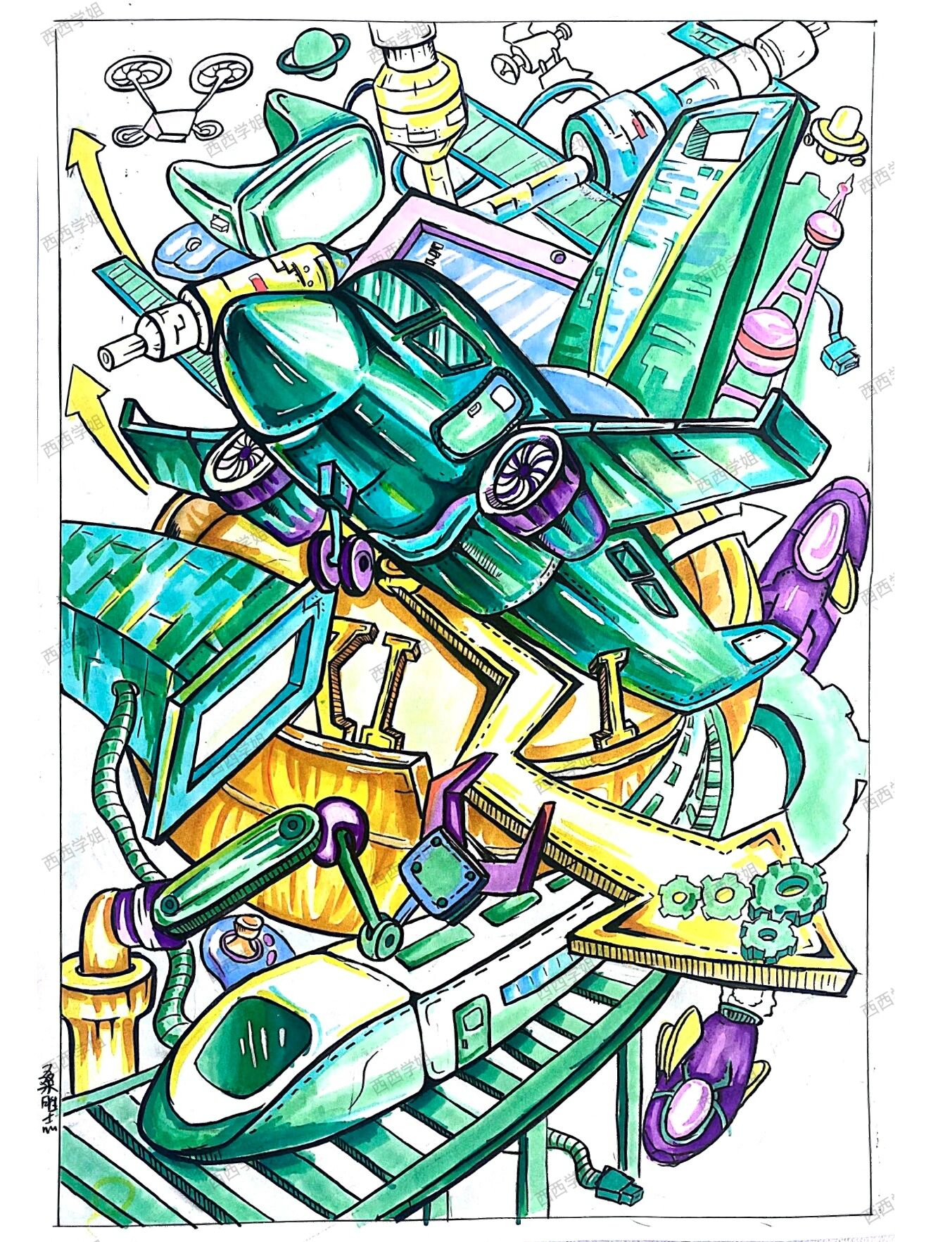 艺术设计考研|彩色装饰画合集|科技篇