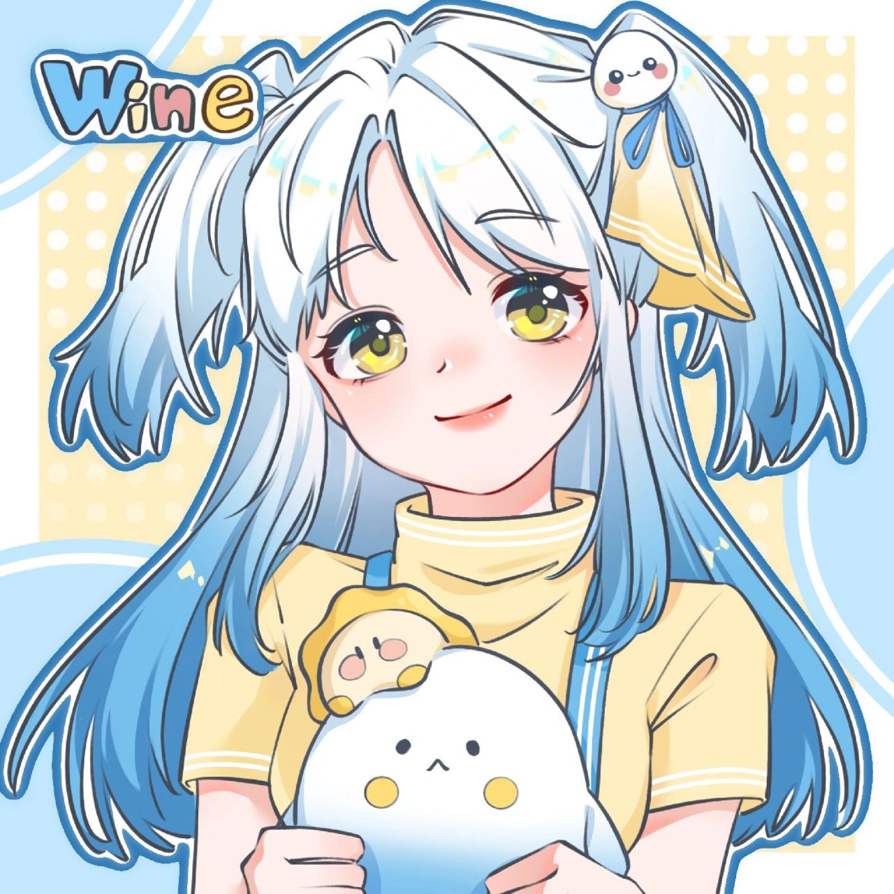 我偷偷把水波蛋的晴天娃娃给她戴到了头上