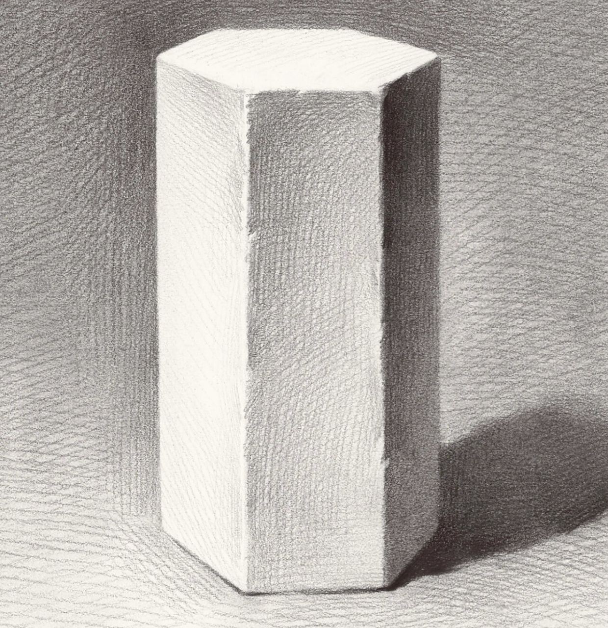 素描基础教学:六棱柱 几何体结构解刨分析,步骤分析