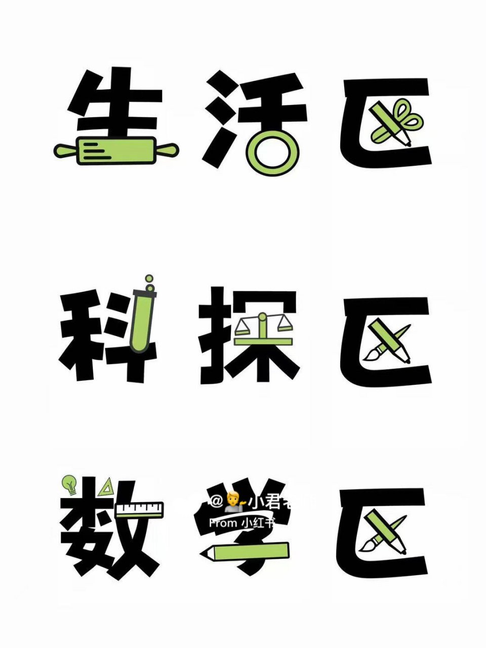 幼儿园各区域艺术字可打印