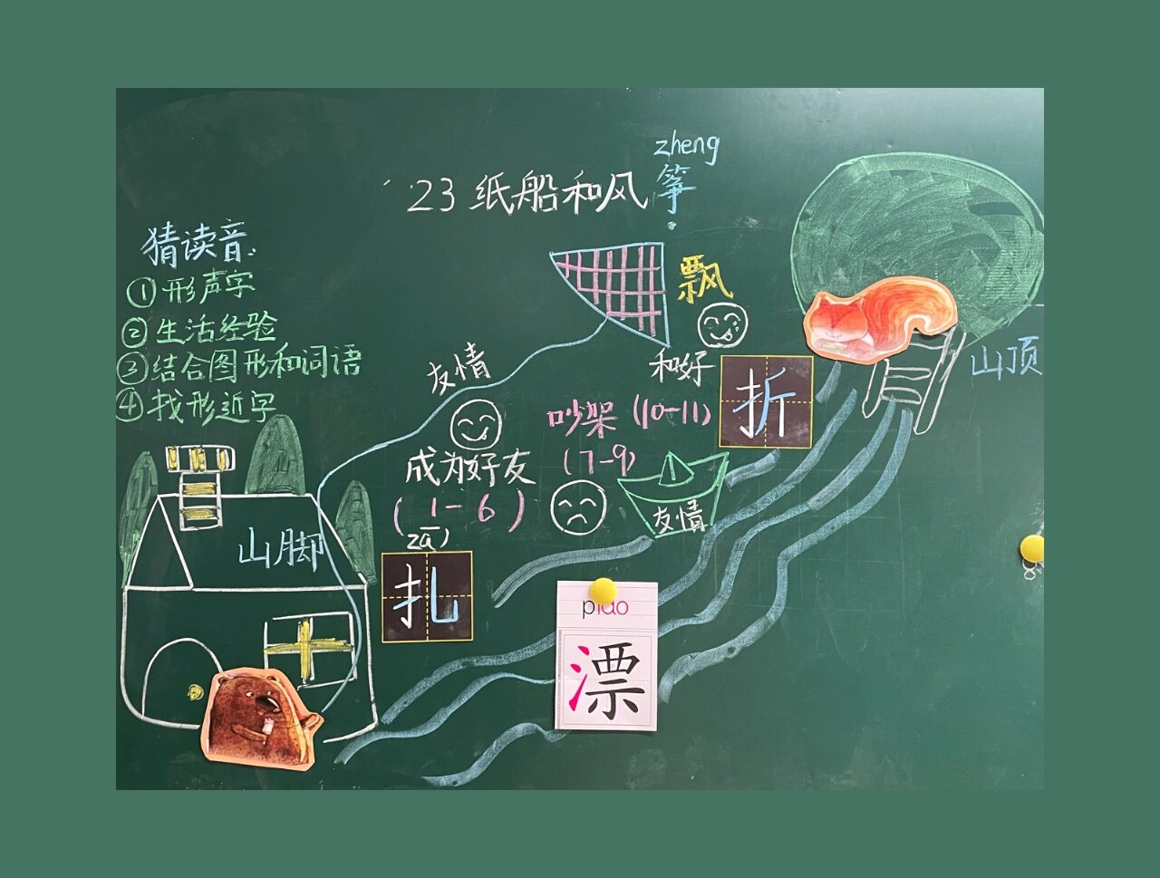 小学语文二年级上册 纸船和风筝 板书教学