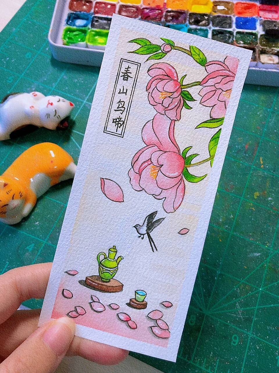 水彩书签92| 『春山鸟啼』|古风系列(1/4)~ 清明节来一更～ 最近