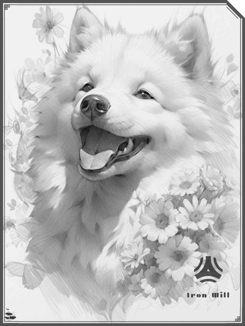 【niji动物×素描风格】微笑天使萨摩耶