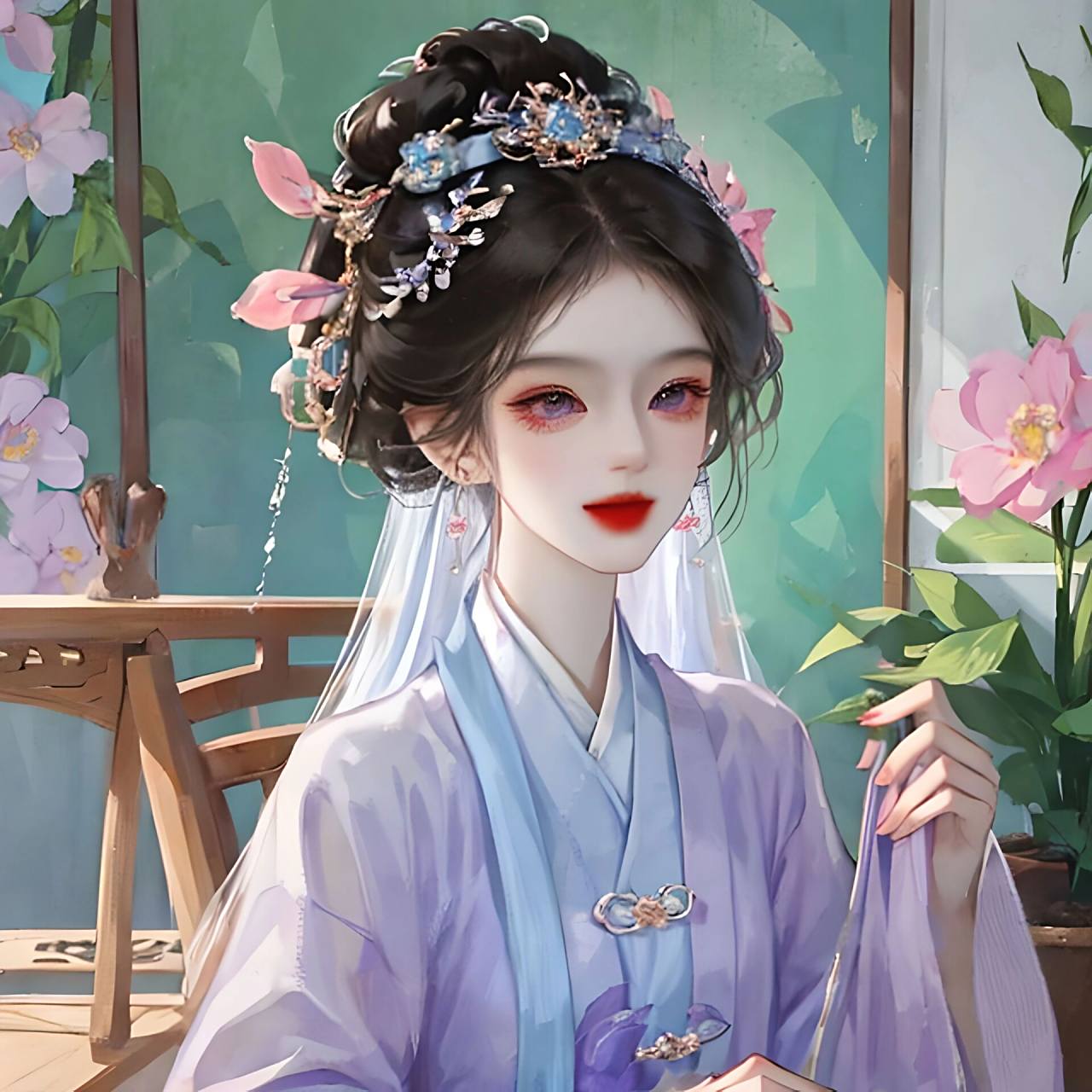 古风少女/紫色系汉服女生头像