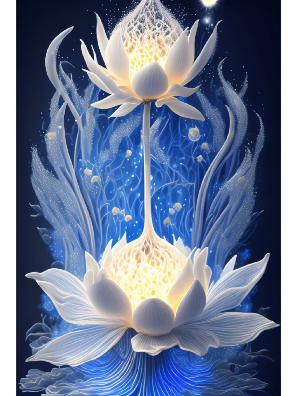 ai绘画 蓝色莲花 ,佛光普照,佛缘,试试这个壁纸! #ai绘画