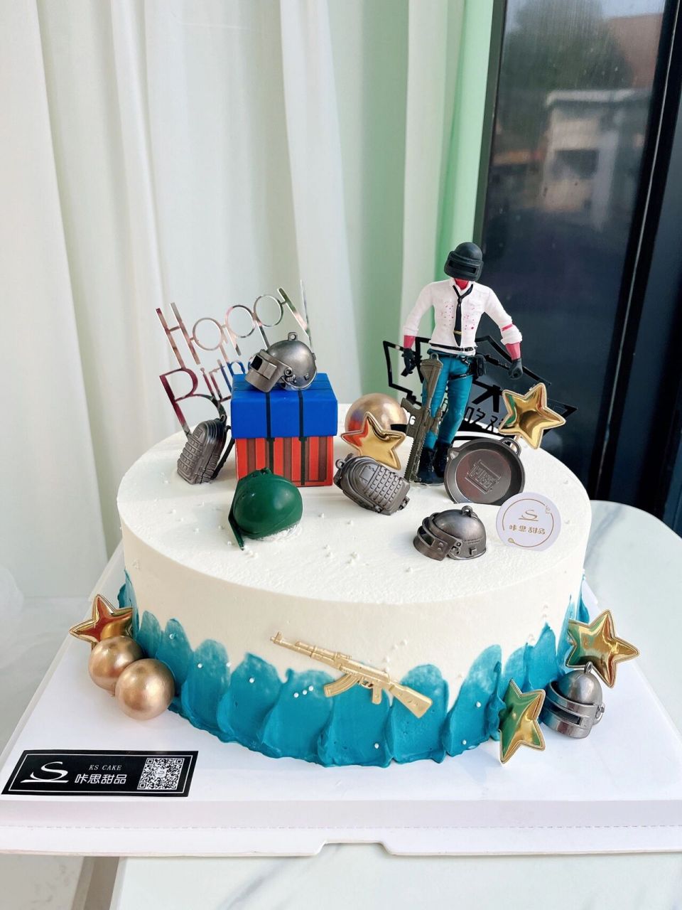 大吉大利今晚吃鸡游戏男孩动物奶油生日蛋糕 坐标上海杨浦