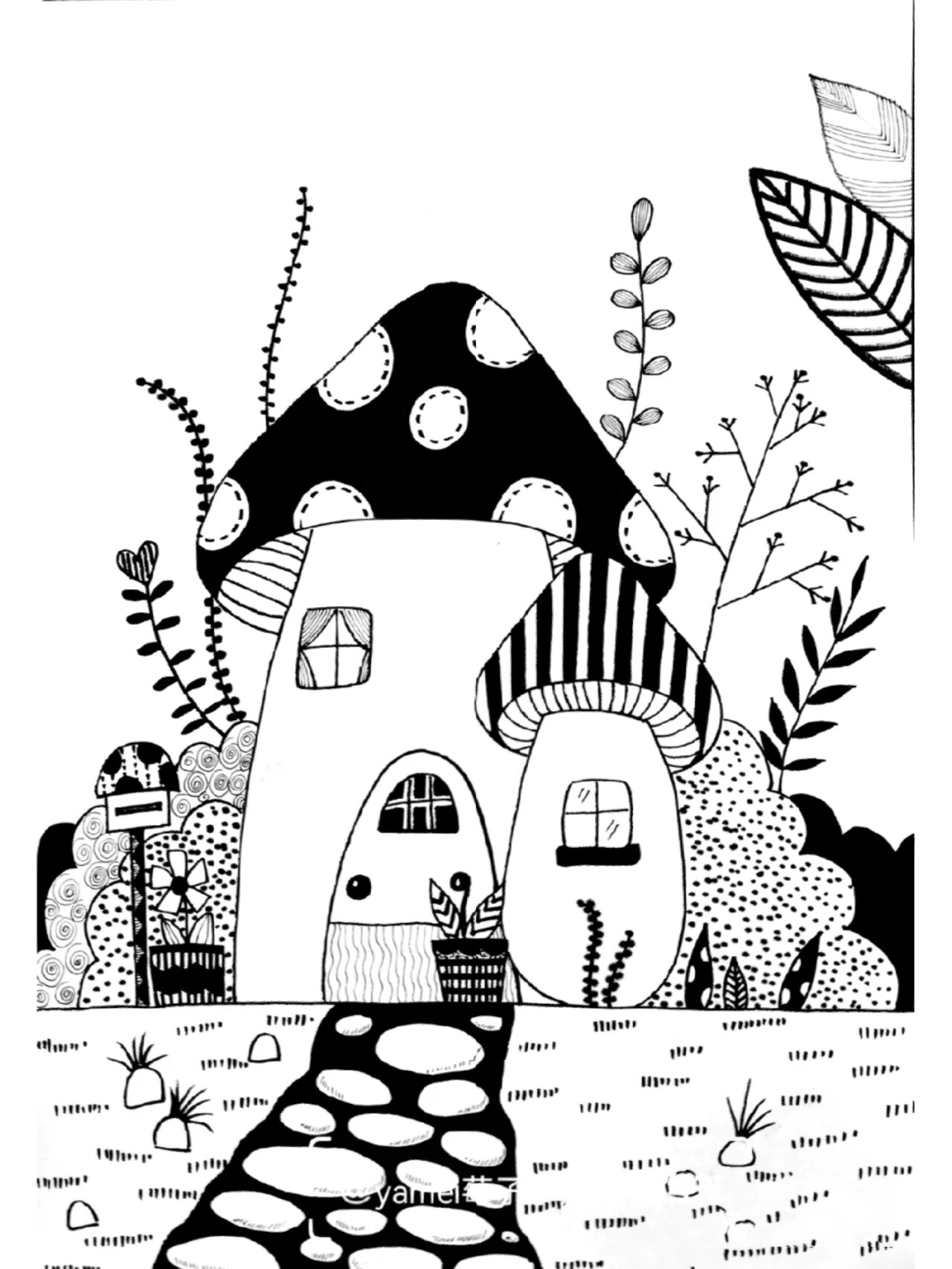 黑白画小学生简单易画,黑白线描