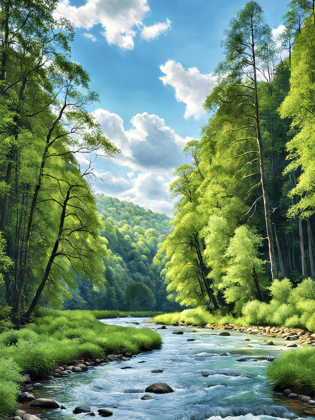 治愈系手机风景壁纸—小河潺潺