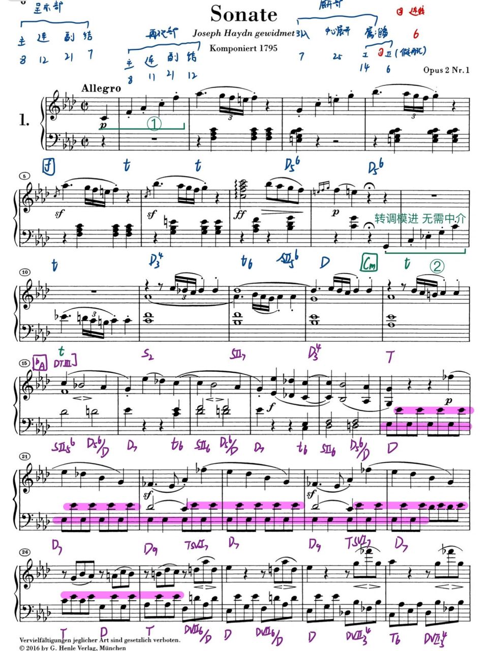 no1"和声分析 09曲式结构图77和声分析详解 算是贝多芬钢琴奏鸣曲