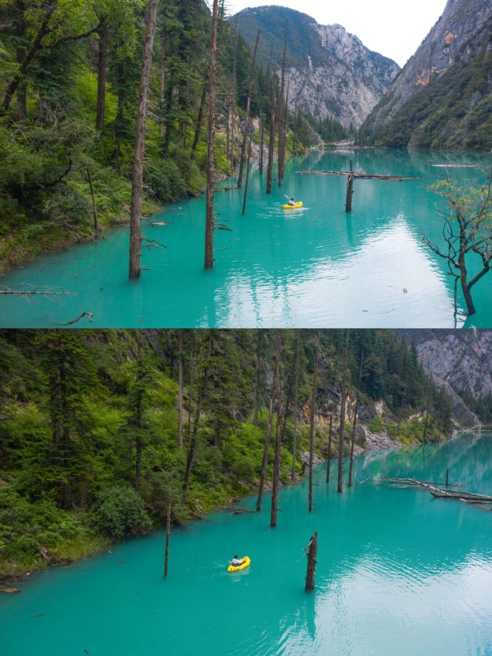 7215巴巴沟蓝松湖 她位于四川省甘孜州白玉县盖玉镇境内,这里人迹