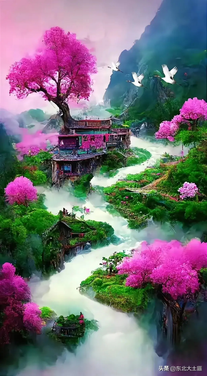 桃花盛开,春色满园.