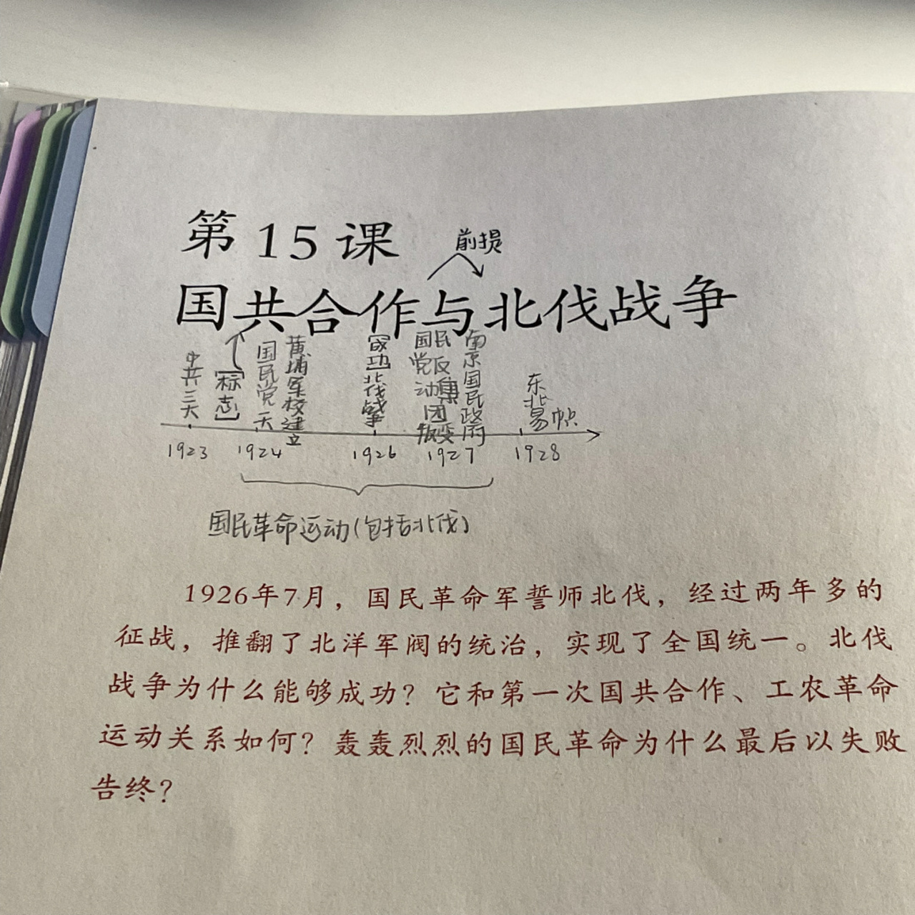 八上历史/第十五课 国共合作&北伐战争 好久不见 忙死了 学校提前考小
